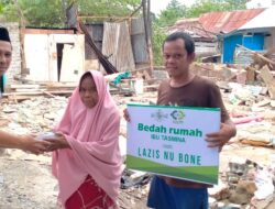 Tempati Rumah Tak Layak, LAZIZ NU Bone Bantu Bedah Rumah Ibu Sebatang Kara di Majang