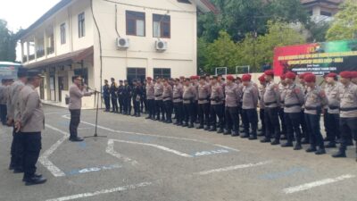 Disambut Kapolres, Polda Sulsel Terjunkan 74 Personil BKO ke Selayar Pengamanan Pemilu 2024